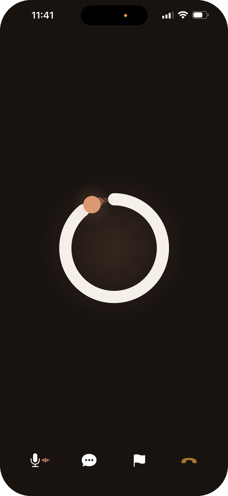 Coach Otis voice session screen with a glowing audio ring